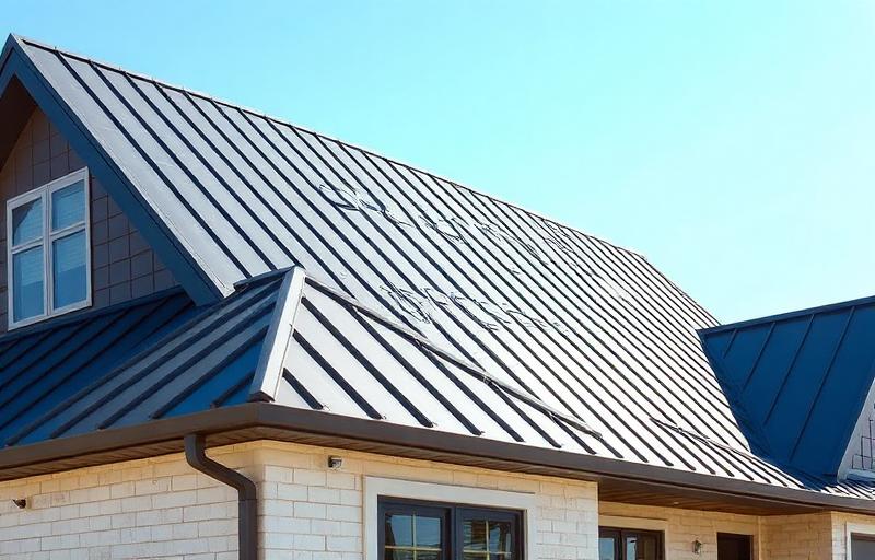 Standing seam metal roof with concealed fasteners on a new construction custom home in West Plano, TX